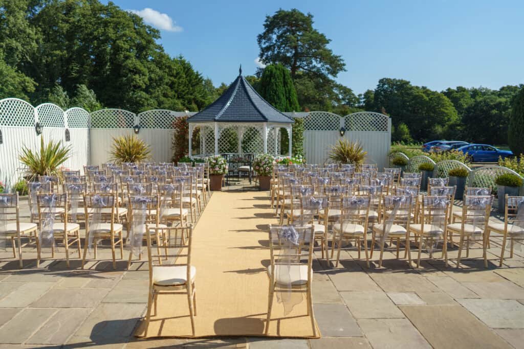 A wedding ceremony at Southdowns Manor