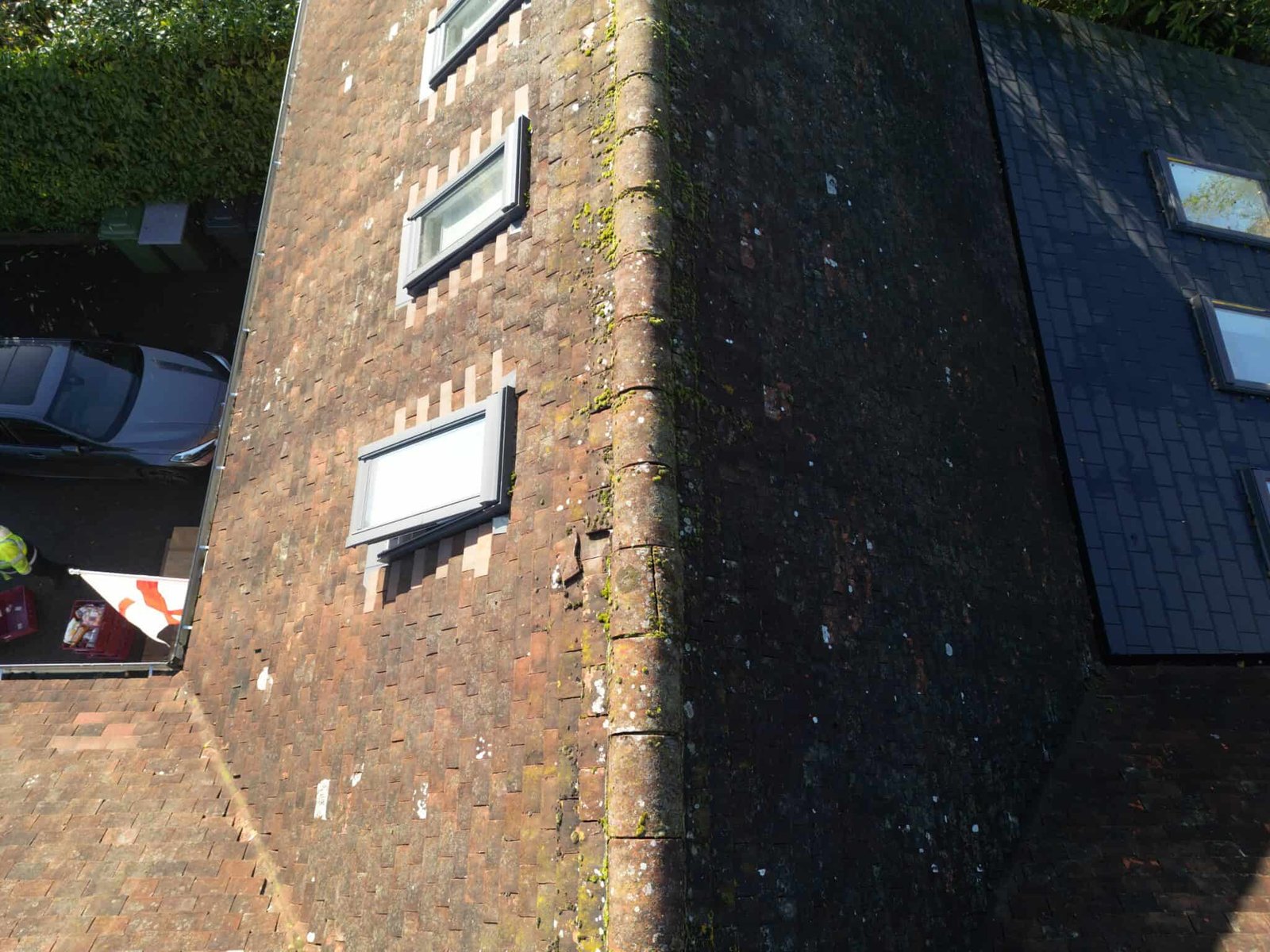 Aerial inspection image of roof tiles