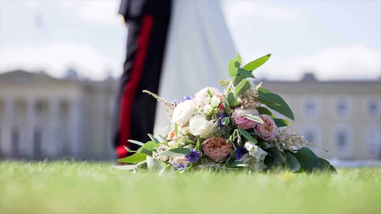 Bouquet on the lawn of Sandhurst Military Academy