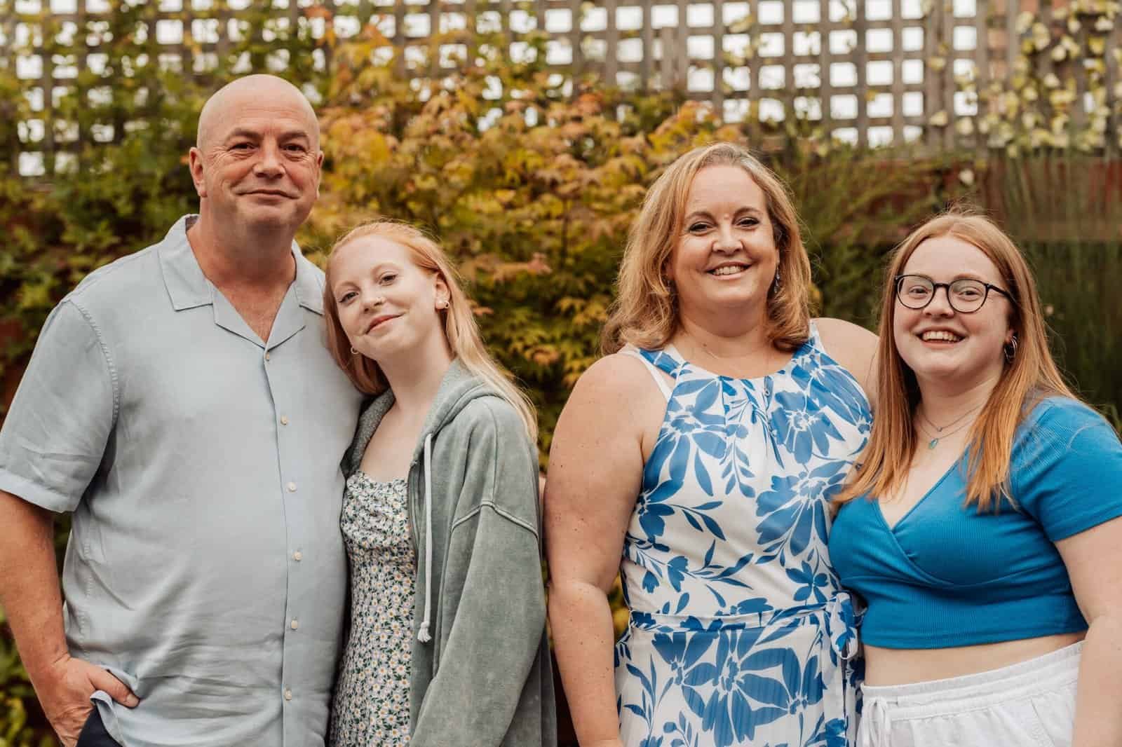 Family members photographed at a celebration