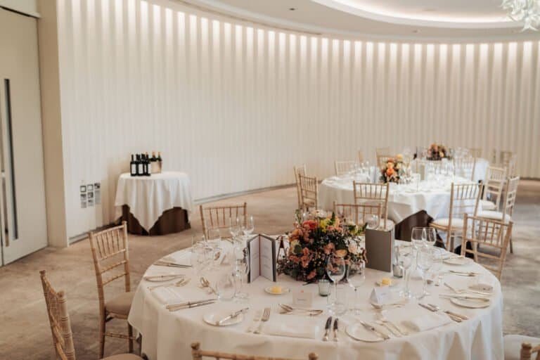 Banqueting table dressed for a corporate awards dinner